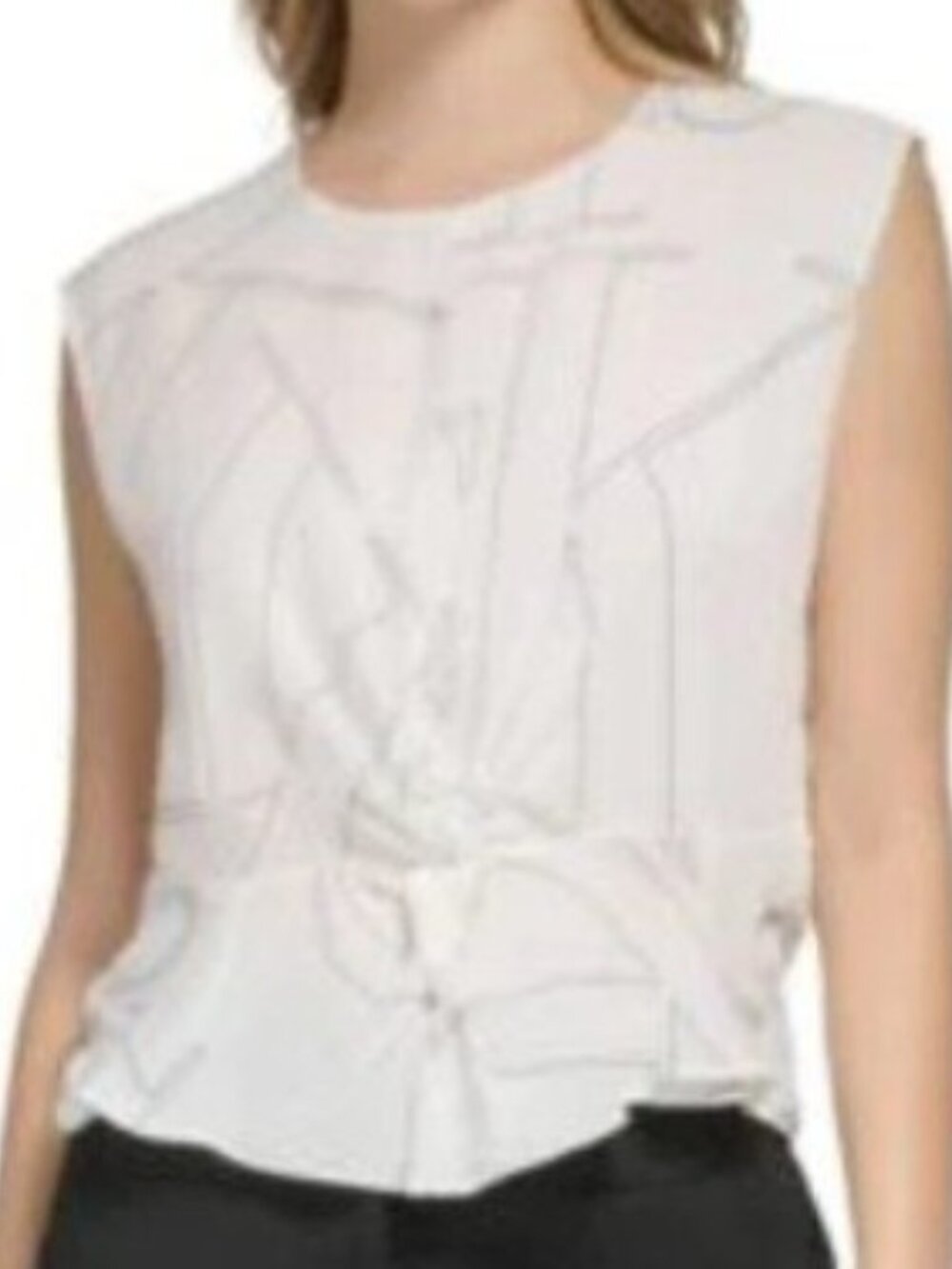 Calvin Klein White Monogram Twist Front Sleeveless Top XL